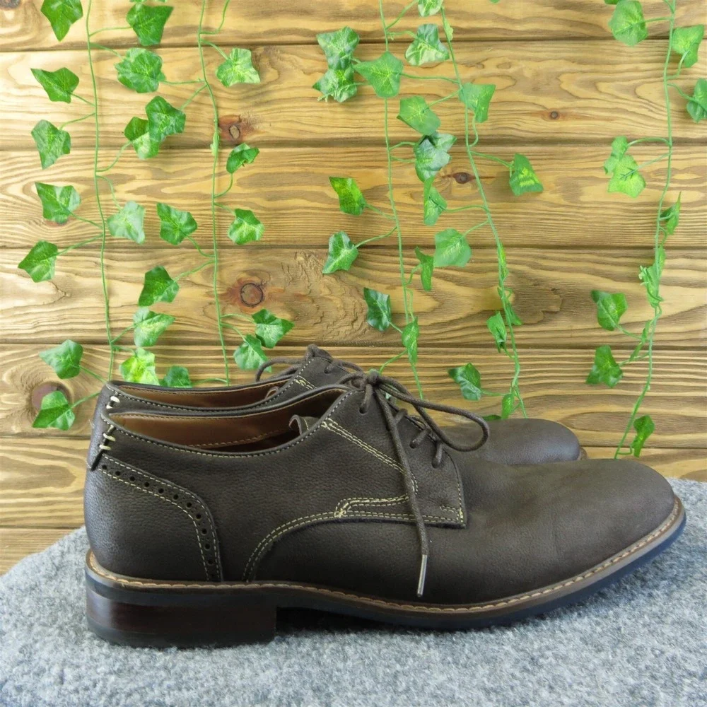 Steve Madden Bannon Men Derby Oxfords Shoes Size 7.5 Med Brown‎ Leather Lace Up